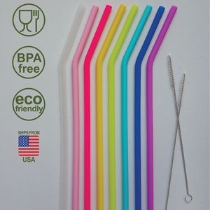 Silicone Straws (8) 10.25" Standard Size Width